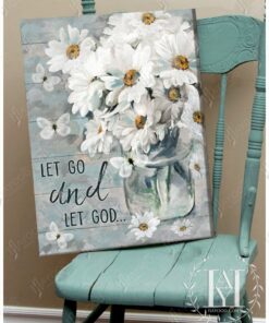 Hayooo Beautiful Daisy Flower And Butterfly Canvas Let Go And Let God