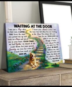Waiting at the door v2 Golden Retriever Wall art Canvas