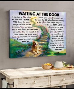 Waiting at the door v2 Golden Retriever Wall art Canvas