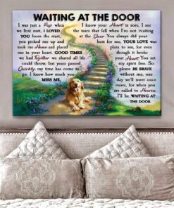 Waiting at the door v2 Golden Retriever Wall art Canvas