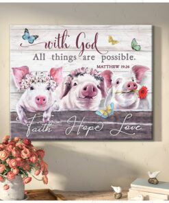 Hayooo With God All Things Are Possible Pig Canvas Wall Art Decor