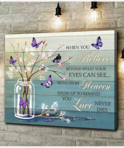 Zalooo When You Believe Purple Butterfly Wall Art Canvas
