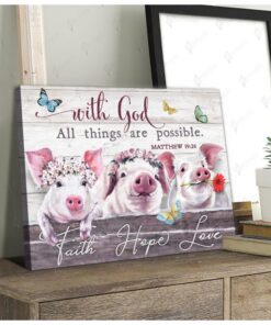 Hayooo With God All Things Are Possible Pig Canvas Wall Art Decor