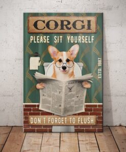Corgi Dog Bathroom Canvas FB2103 70O43 Corgi Dog Canvas