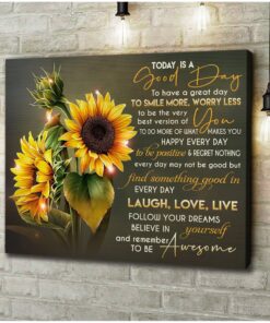 Hayooo Today Is A Good Day Sunflower Canvas Wall Art Decor