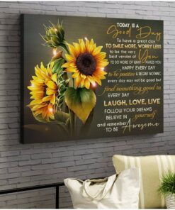 Hayooo Today Is A Good Day Sunflower Canvas Wall Art Decor