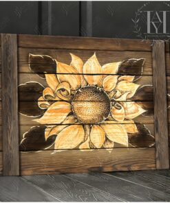 Hayooo Beautiful Sunflower On Rustic Wood Canvas Wall Art For Farmhouse Decor