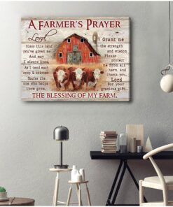 Hayooo A Farmer'S Prayer Farm Cow Canvas Wall Art Decor
