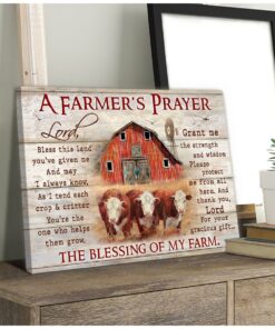 Hayooo A Farmer'S Prayer Farm Cow Canvas Wall Art Decor