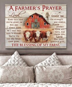 Hayooo A Farmer'S Prayer Farm Cow Canvas Wall Art Decor