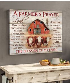 Hayooo A Farmer'S Prayer Farm Cow Canvas Wall Art Decor