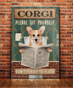 Corgi Dog Bathroom Canvas FB2103 70O43 Corgi Dog Canvas