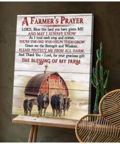 Canvas Angus Cow A Farmer'S Prayer