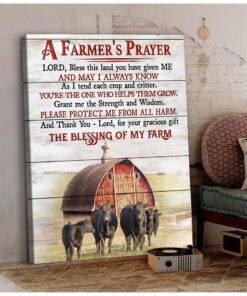 Canvas Angus Cow A Farmer'S Prayer