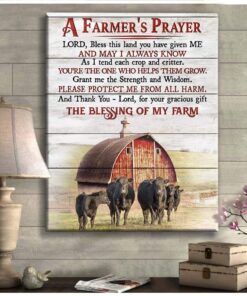 Canvas Angus Cow A Farmer'S Prayer