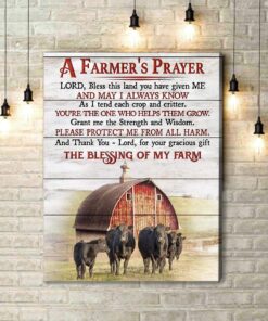 Canvas Angus Cow A Farmer'S Prayer