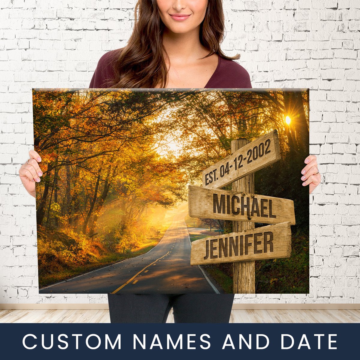 Autumn Road Color Multi-Names Premium Canvas