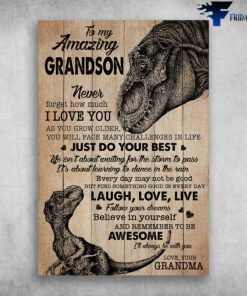 Baby And Grandma Dinosaur To My Amazing Grandson Never Forget How Much I Love You