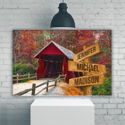 Covered Bridge Color Multi-Names Premium Canvas