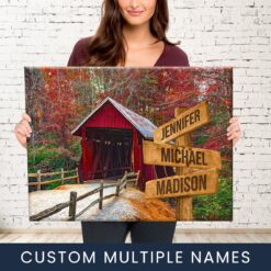 Covered Bridge Color Multi-Names Premium Canvas