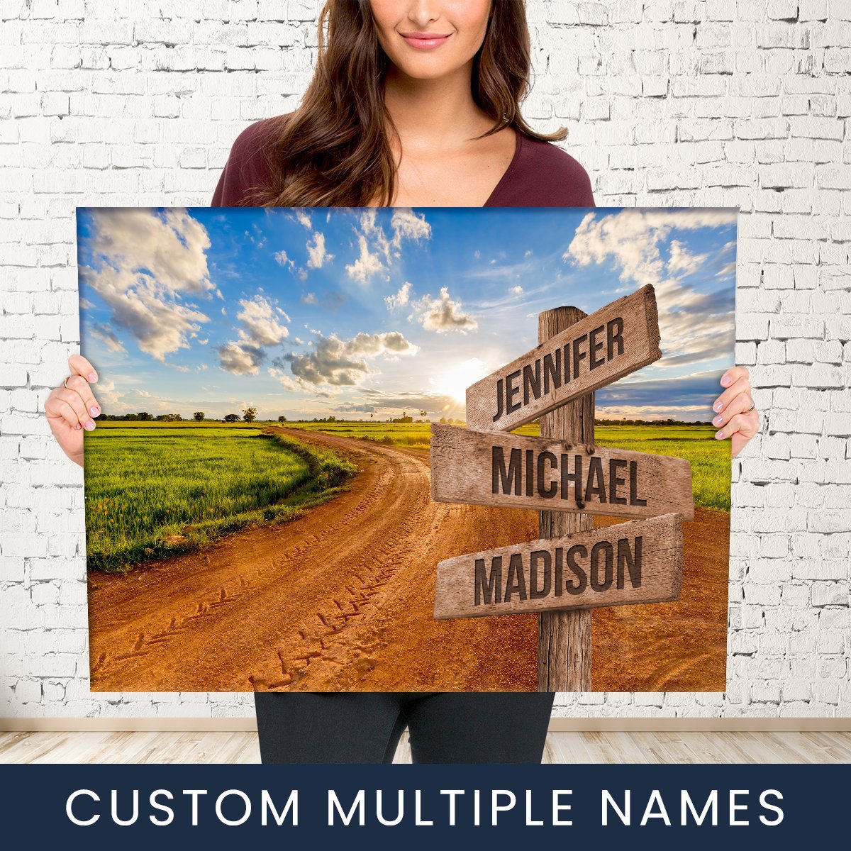 Dirt Road Color Multi-Names Premium Canvas