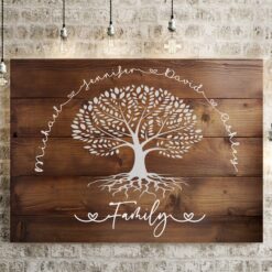 Family Tree Wood-Inspired Premium Canvas