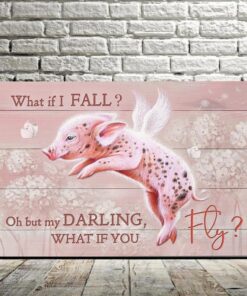 Personalized Poster Canvas Flying Pink Pig Dandelion Birthday Gifts