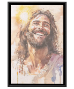 Radiant Jesus Watercolor - Joyful Savior Under the Sun Poster Canvas