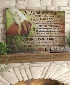 To My Grandson Never Forget How Much I Love You Football Horizontal Poster Canvas - grandson, grandpa