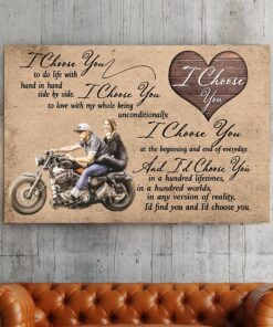 [Personalized Photo] I Choose You Biker Couple Horizontal Canvas