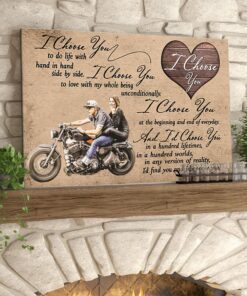 [Personalized Photo] I Choose You Biker Couple Horizontal Canvas