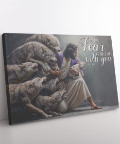 Jesus Protecting the Lamb Poster & Canvas Print Wall Art Decor Gift for Christians & Faithful Believers