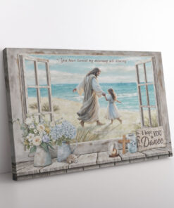 Jesus Walking by the Beach Poster & Canvas Print | Wall Art Decor | Gift for Christians & Faithful Believers