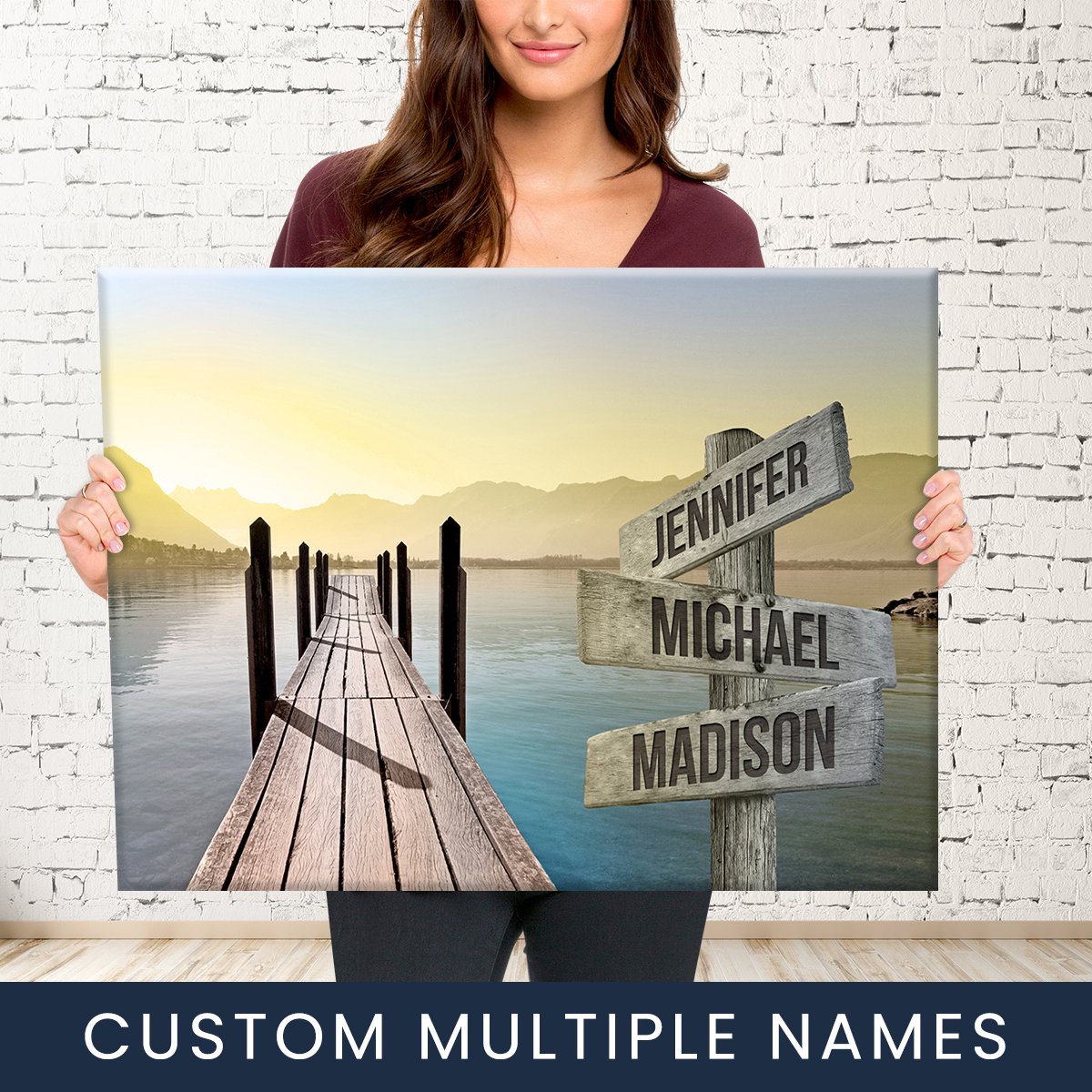 Lake Dock Color Multi-Names Premium Canvas