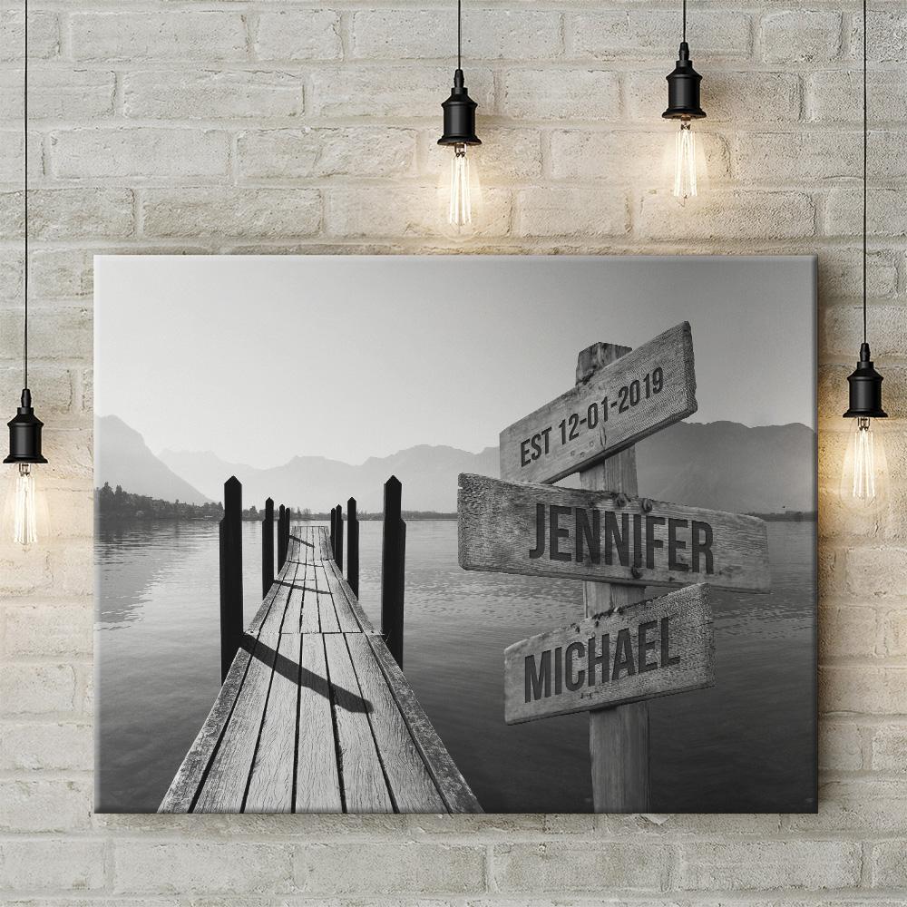 Lake Dock Names Premium Canvas