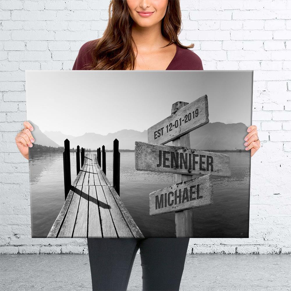Lake Dock Names Premium Canvas