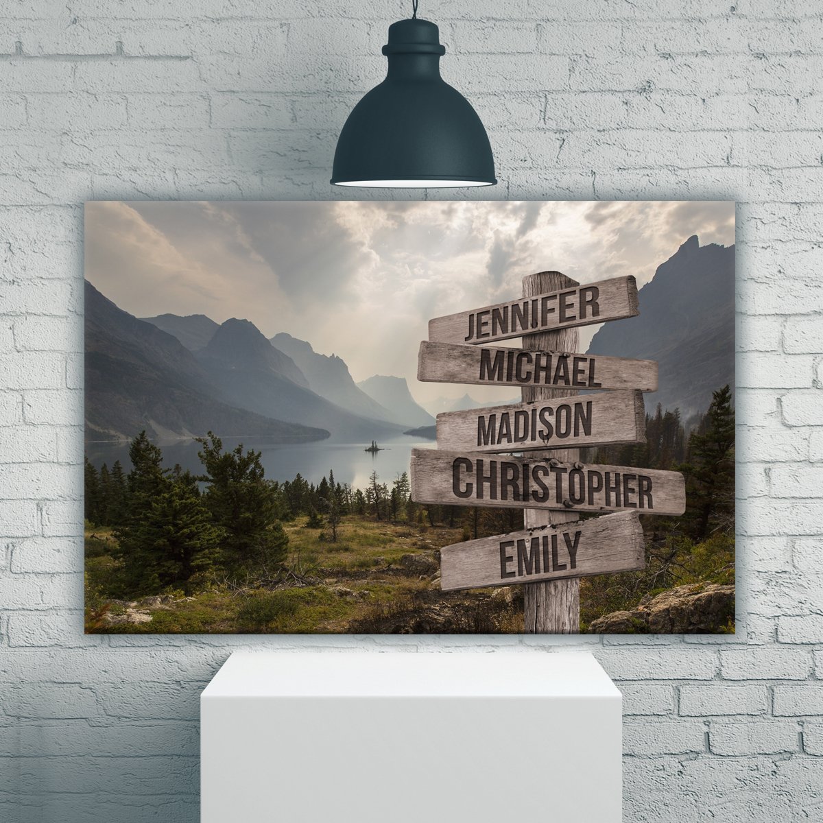 Mountain Range Color Multi-Names Premium Canvas