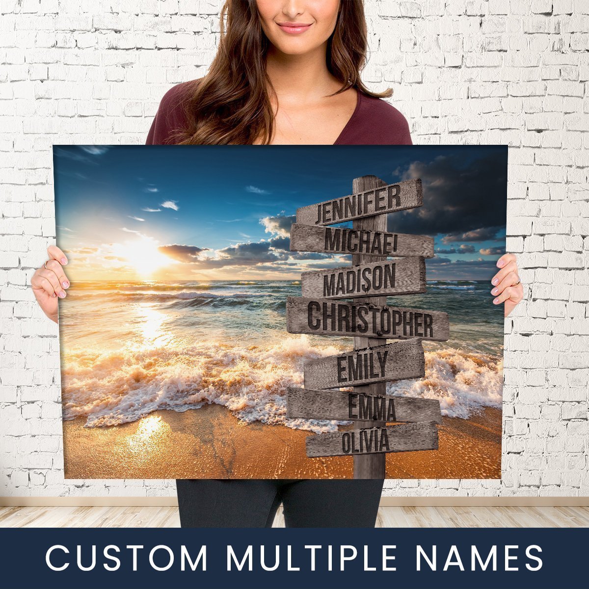 Ocean Sunset Color Multi-Names Premium Canvas