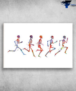 Running Phases Watercolor Anatomy Art Human Body Skeletal