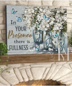 Hayooo Beautiful Flower And Butterfly Canvas In Your Presence There Is Fullness Of Joy
