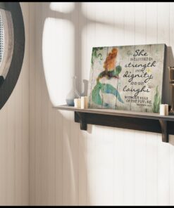 Hayooo She Is Clothed In Strength And Dignity Mermaid Canvas Wall Art Decor