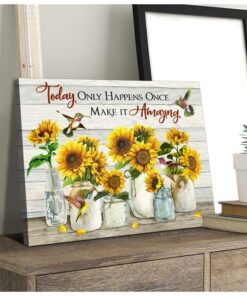 Zalooo Make It Amazing Sunflower Hummingbird Wall Art Canvas