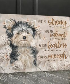 Stunning Gift Yorkie Dog Canvas She Is Enough Wall Art Wall Decor