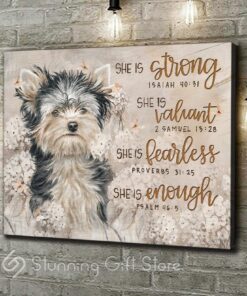 Stunning Gift Yorkie Dog Canvas She Is Enough Wall Art Wall Decor