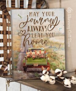 Stunning Gift Pig Farmhouse Canvas Wall Art Wall Decor - May Your Journey Always Lead You Home