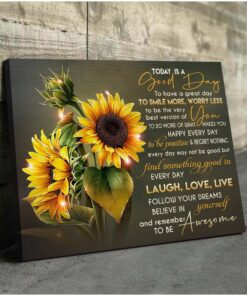 Hayooo Today Is A Good Day Sunflower Canvas Wall Art Decor