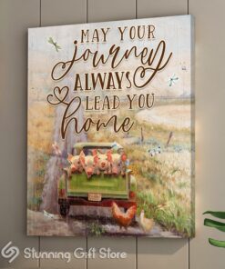 Stunning Gift Pig Farmhouse Canvas Wall Art Wall Decor - May Your Journey Always Lead You Home