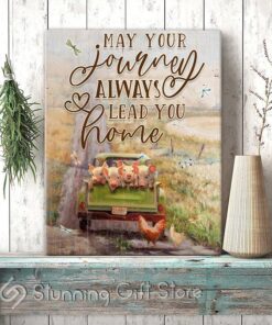 Stunning Gift Pig Farmhouse Canvas Wall Art Wall Decor - May Your Journey Always Lead You Home