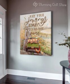 Stunning Gift Pig Farmhouse Canvas Wall Art Wall Decor - May Your Journey Always Lead You Home