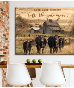 Zalooo The Gate Open Angus Cow Wall Art Canvas